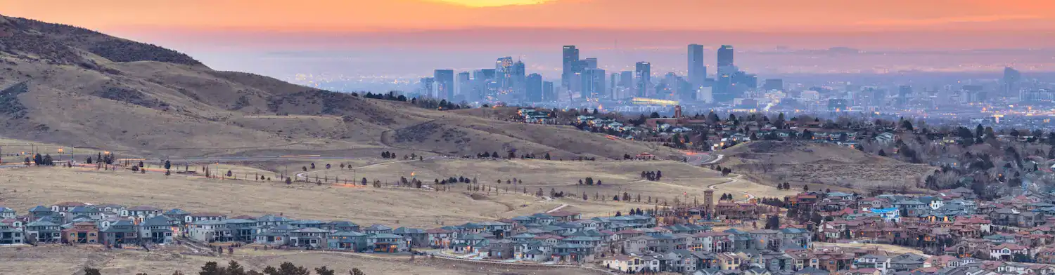 Aerial view of homes in Denver, Colorado.