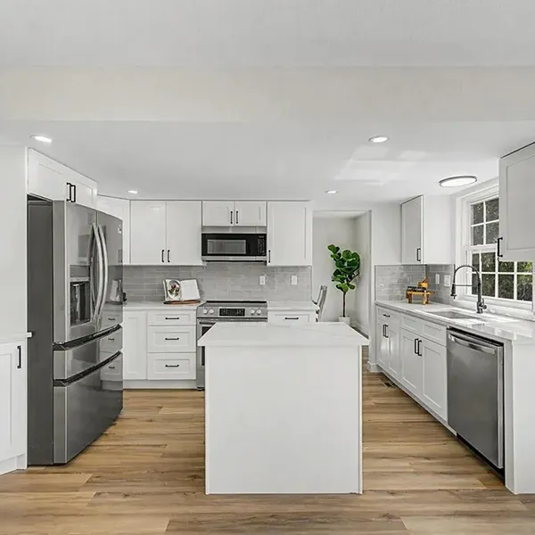 White Gray Kitchen After Renovation